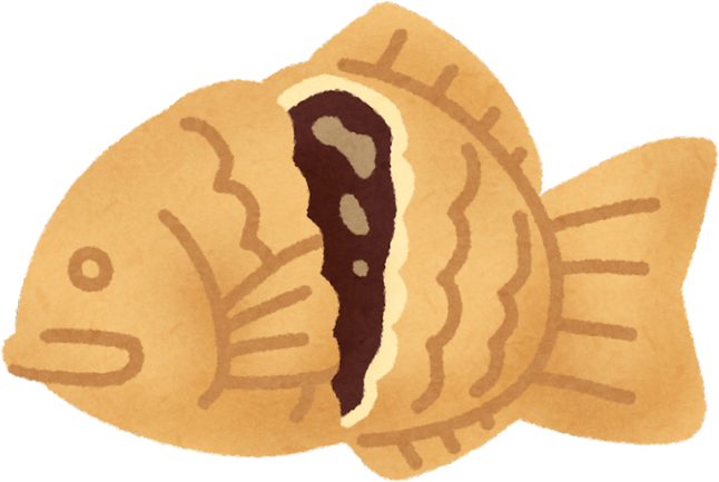 Watercolor Illustration of Taiyaki with Red Bean Filling