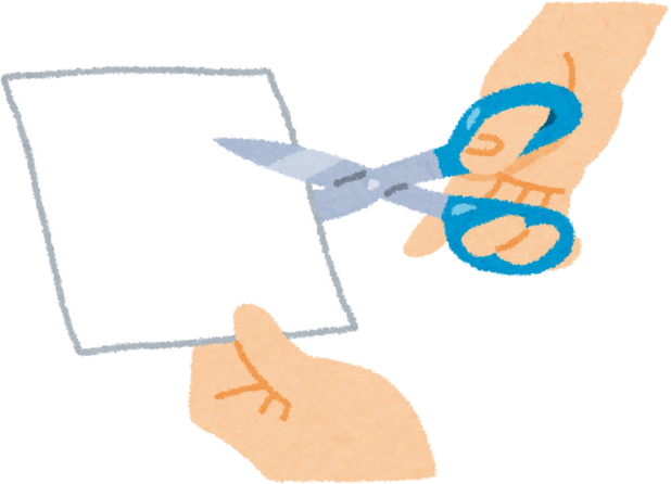 Illustration of Hand Cutting Paper with Scissors